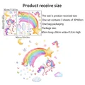 Stickers muraux licorne et arc-en-ciel avec guide des dimensions et du montage - 30*60cm*3pcs