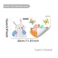 Pegatina de pared de Pascua 30x15cm con dibujos de conejos y flores suaves - 15*30cm