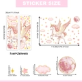 Stickers muraux licorne rose et lune avec étoiles dorées pour décoration de chambre - Motif Licorne (MA7542)