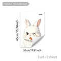 Detailed view of watercolor Easter bunny static window cling measuring 30x40cm size - Rabbit Eating Carrot Style (D21166)