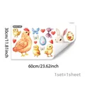 Detail view of Easter wall stickers with rabbit, rooster, eggs and butterflies on 30x60cm sheet - Hen Rooster Rabbit and Eggs Set Style (M20777)