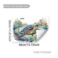 Vista dettagliata del set di adesivi murali tartaruga marina acquerello 40x30cm per casa - Tartaruga Marina Floreale Colorata (M20482) / 30*40cm