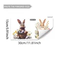 Pegatinas de pared de conejo de Pascua y huevos con especificaciones de dimensiones - 15*30cm / Estilo Conejo en Cesta de Flores (M20671)
