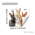 Easter cartoon bunnies and eggs static window cling for holiday window decoration - Four Watercolor Rabbits Style (D21170)