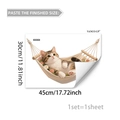 Dettaglio dell'adesivo murale con gatto carino in amaca, dimensioni del prodotto 45x30 cm - Gatto in Amaca Floreale (M20484) / 30*45cm