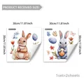Detailed view of 2-pack watercolor Easter bunny and egg wall stickers 30x30cm - Multiple Rabbits Eggs and Butterflies Set (M20782)