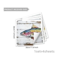 Set of 4 colorful fish wall stickers on faux wood boards for home background decoration - 30x30cm Set of 4