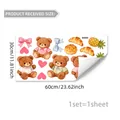 Cartoon teddy bear wall stickers set with hearts and bread for bedroom nursery decor - Cartoon Teddy Bear and Dessert Set (M20485)