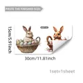 Detalle de pegatinas de pared de conejos de Pascua en cestas con huevos de 30x15cm - 15*30cm