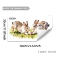 Macro view of Easter bunny and colorful egg watercolor wall sticker detail with dimensions - Realistic Bunnies Around Egg (M20786)