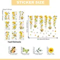 9-piece set of yellow daisy and butterfly static window clings with detailed dimensions - Yellow Daisy Vine Butterfly Style (DJ7634) / 9 Sheets Set (20*30cm)