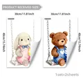 Detailed size specifications for a set of two 30x40cm Easter bunny and bear wall stickers - Bear and Bunny on Swing Style (M20790)