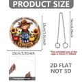 Size guide for acrylic garden gnome decor with 15cm diameter and 34cm hanging chain - Scarecrow Sunflower Welcome Style (DP20027)