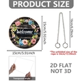 Detailed size specifications for a round floral acrylic gnome welcome door sign - Stained Glass Lotus Welcome Style (DP20029)