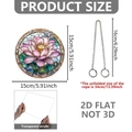 Rundes 15cm Acryl-Gnom-Blumen-Pendel mit Lotus im Glas-Stil und dekorativer Metallkette - Buntglas Lotus (DP20037)