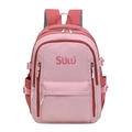 Pink and orange colorblock large capacity nylon backpack with multiple zipper pockets - Pink