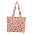 Sac fourre-tout en velours côtelé rose avec imprimé fraise et grande capacité - Rose
