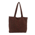Sac cabas en velours côtelé marron avec imprimé fraise et grande capacité décontractée - Marron