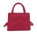 Mini rose red crossbody bag with trendy 3D star pattern and rounded top handle - Rose Pink