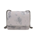 Fashionable mini crossbody square bag with silver butterfly star print and metal chain - S / Silver