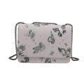 Chic light pink crossbody square bag with silver butterfly and metal chain strap - S / Black