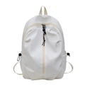 Sac à dos blanc minimaliste en nylon à grande capacité avec fermeture éclair verticale - Blanc