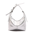 Borsa hobo argento metallizzato con trama a pieghe e tracolla regolabile in stile moderno - Argento