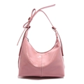 Sac sous le bras en cuir verni rose brillant avec décoration nœud et surpiqûres - Rose