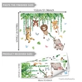 Cartoon forest animals wall stickers with giraffe and lion for kids bedroom decor - 30x90cm (4 Sheets/Pack)