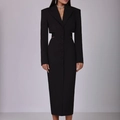 Robe blazer noire ajustée avec découpes à la taille et boutons à l'avant - Noir