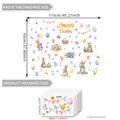 Detail view of 9-sheet Easter window stickers set showing dimensions and layout - Watercolor Bunny And Egg Style (D13586) / Nine Sheets