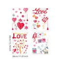 Detail view of 4-sheet Valentine heart and floral static window stickers with pastel colors - Heart and Romantic Letter Style (HA16500)