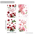 Detailed view of 4-piece 30x40cm Valentine rose flower static window clings for home decor - Red and Pink Rose Flower Style (HA16501)