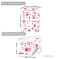 Rosa Comic Bär und Amor Herz Fensteraufkleber Set mit Maßen von 57x77cm gezeigt - Cartoon Bär und Cupido Rosa Set (HA15502)
