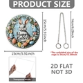 Round acrylic Easter rabbit door sign with Happy Easter text and silver chain hanger - Colorful Flower Clusters and Rabbit Round Style (DP20004)