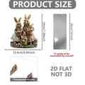 Detailed dimensions of 2D acrylic Easter bunny family ornament with assembly guide - Rabbit Family Style (LP20016)