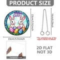 Spécifications détaillées de taille pour un pendentif lapin de Pâques plat en acrylique - Double Lapin en Vitrail (DP20005)