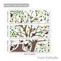 Three-piece tree and birds DIY wall sticker set with green leaves for home decor - Large Tree Flying Birds Falling Leaves Style (MG11002) / 30x90cm x 3 Sheets