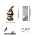 Detailed dimensions of 2D acrylic Easter bunny and daisy decoration on transparent base - Rabbit in Flowerpot Style (LP20018)