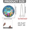 Flat acrylic Easter bunny hanging sign 15cm diameter with metal chain and Happy Easter print - Happy Easter Bunny Style (DP20012) / 15x15cm