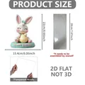 Vue détaillée du lapin de Pâques en acrylique de 22 cm avec base Happy Easter - Style Lapin tenant un Œuf / 15.4x22cm