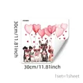 Detail view of five cute dogs with pink heart balloons on 30x30cm window static stickers - 30x30cm