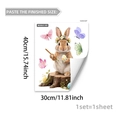 Detailed size chart for Easter wall sticker featuring bunny, flowers and butterflies - Realistic Bunny on Stump Style (M20841)
