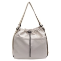 Minimalistische beige tote bag met trekkoord, verstelbare riem en grote opslagcapaciteit - Broken Wit