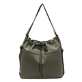 Minimalistische olijfgroene crossbody tas met verstelbare riem en trekkoordsluiting - Legergroen