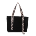 Black corduroy tote bag with stylish contrast shoulder straps and large capacity - Black