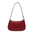 Borsa sottobraccio bordeaux vintage in pelle lucida testurizzata con hardware dorato - Rosso