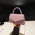 Roze glitter envelop handtas met gouden ketting en handvat voor dames mode - Roze