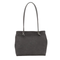 Grey corduroy tote bag with long shoulder straps and metal eyelet knot detail - Blue