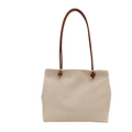 Beige corduroy tote bag with brown knotted shoulder straps and spacious casual design - Off White